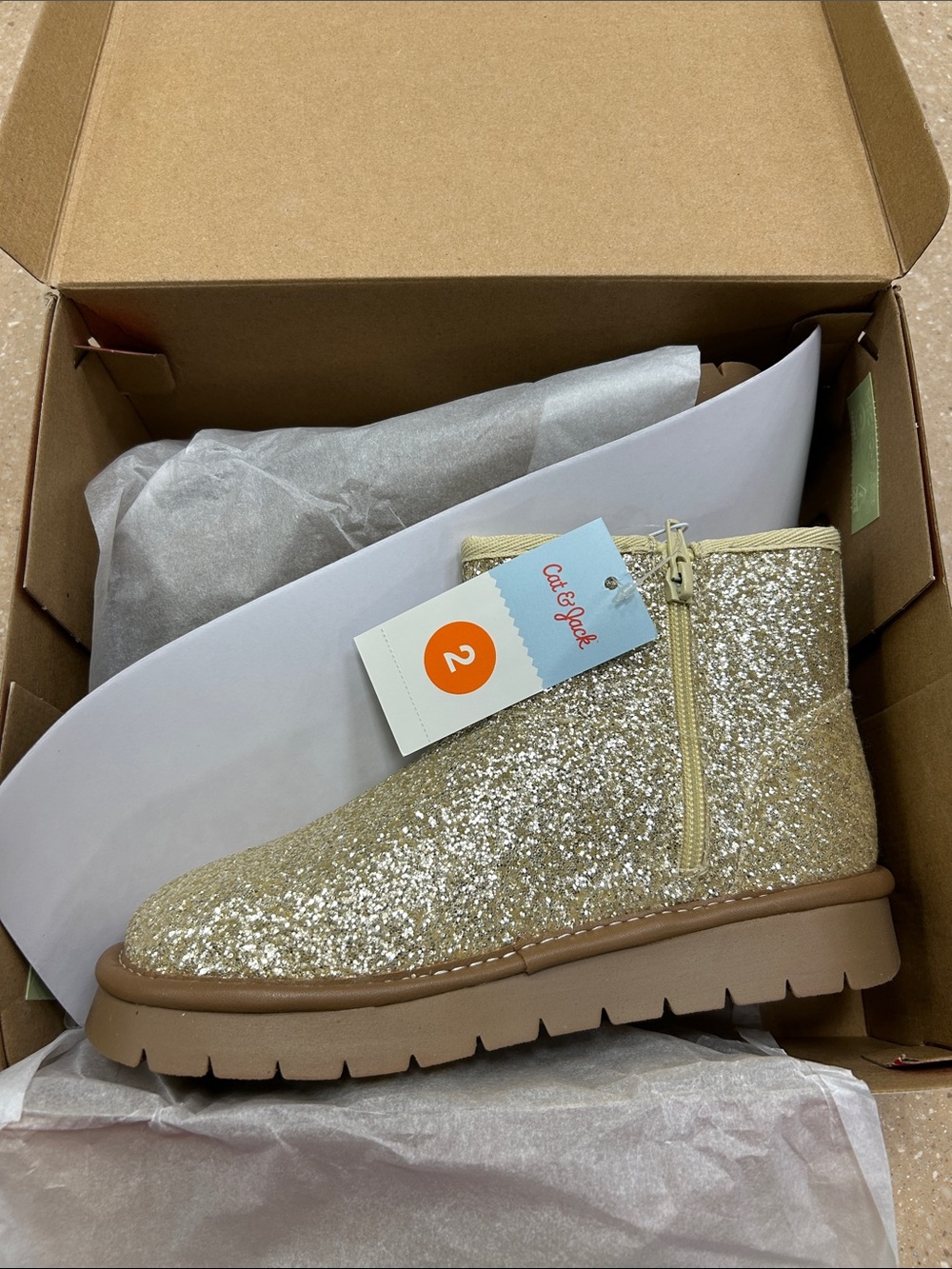 Cat & Jack Glitter Gold Honor Boots